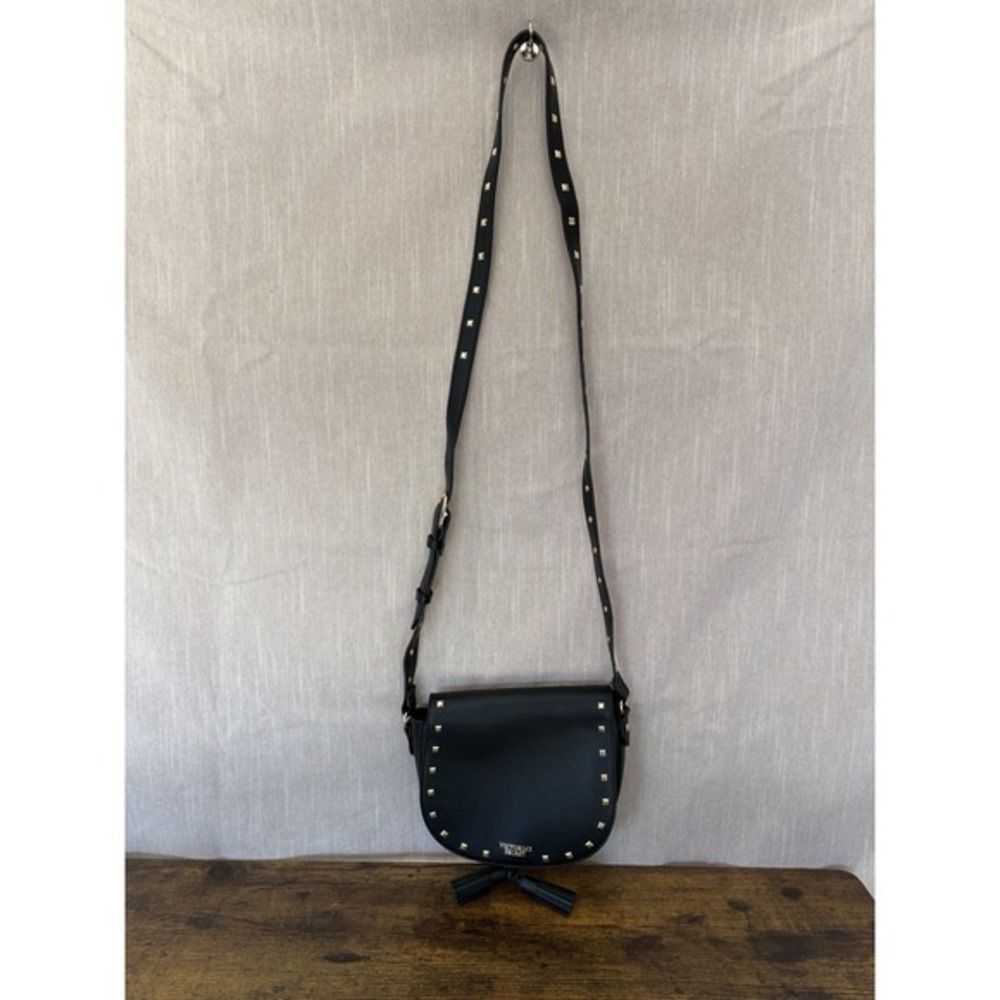 Victorias Secret Crossbody Saddlebag With Tassel Square Silver‎ Stud Purse Bag - Picture 2 of 6